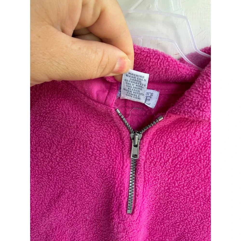 Vintage Childrens Place Tech Fleece Coverall Hot Pink Flower Zip Jumpsuit 12M